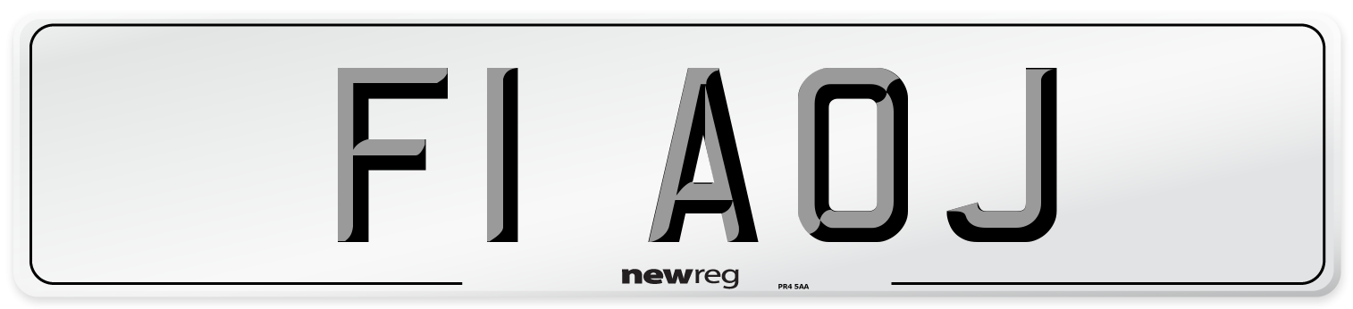 F1 AOJ Number Plate from New Reg